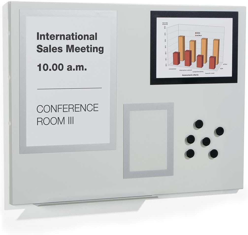 Durable Duraframe Magnetic Board S (Magnettafel inkl. Info-Rahmen und Magnete) grau, 500110 450 x 60