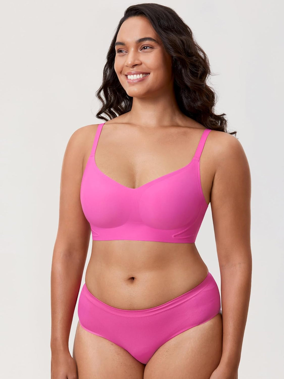 MELIWOO Damen Nahtloser BH ohne Bügel Invisible Gepolstert Entlastungs Bralette 70D Hibiskus-purpur,