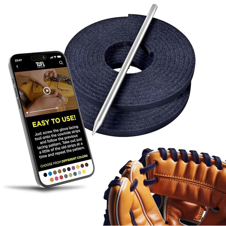 TOFL Softball- und Baseballhandschuh-Spitze-Set, Handschuh-Reparatur-Set, 2 Lederschnürsenkel mit Sc