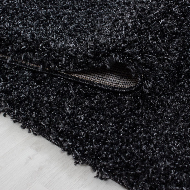 Carpetsale24 Shaggy Hochflor Teppich Wohnzimmer 160 cm Rund Anthrazit - Modern Flauschiger Teppich E