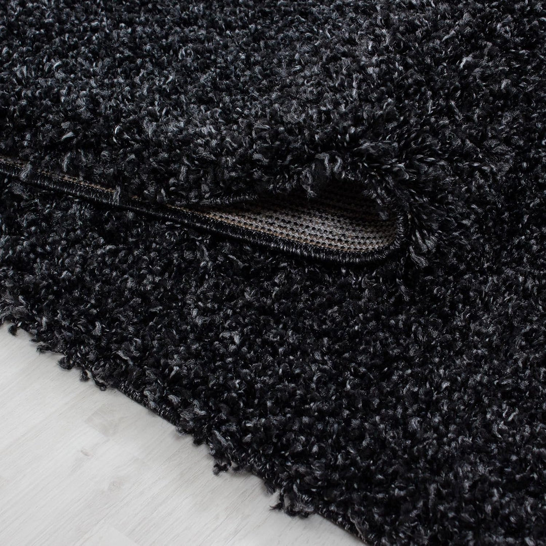 Carpetsale24 Teppich Wohnzimmer 120 x 170 cm Anthrazit Shaggy Hochflor Einfarbig Modern Design - Fla