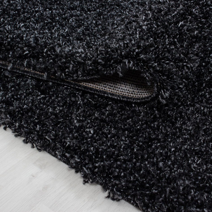 Carpetsale24 Teppich Wohnzimmer 120 x 170 cm Anthrazit Shaggy Hochflor Einfarbig Modern Design - Fla