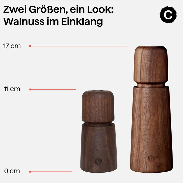 CrushGrind - STOCKHOLM Pepper Mill Walnut 17 cm 168 mm (1er Pack) Black, 168 mm (1er Pack) Black