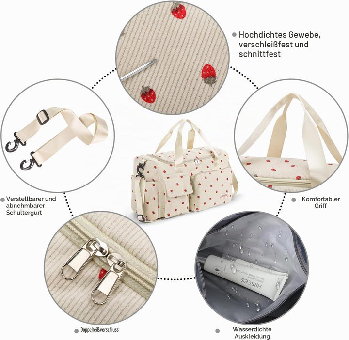 Ghope Sporttasche Reisetasche Mädchen Damen mit Schuhfach und Nassfach, Schwimmtasche Badetasche Tee