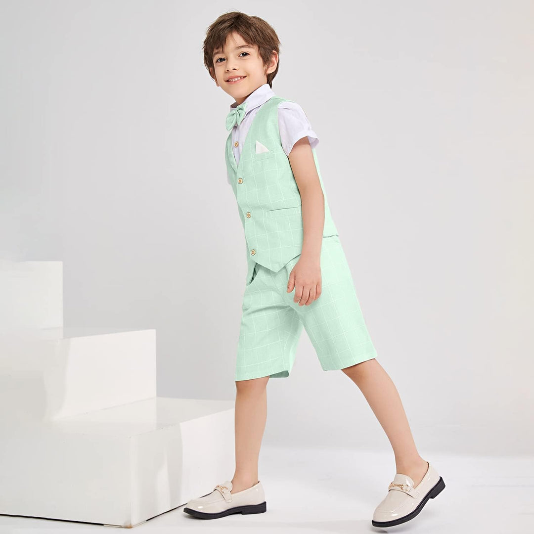 LOLANTA 4 STK.Kleinkind Junge Sommerhochzeit Kinderanzug,Festliche Anzüge Westen Set für Kinder, Som