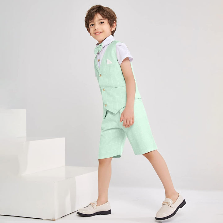 LOLANTA 4 STK.Kleinkind Junge Sommerhochzeit Kinderanzug,Festliche Anzüge Westen Set für Kinder, Som