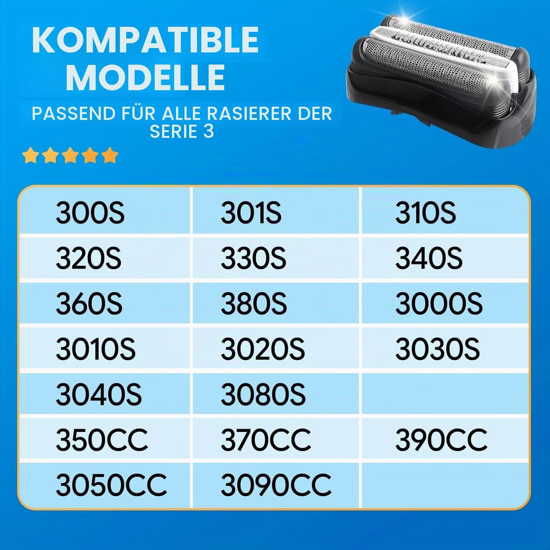 2 Stück 32B Scherkopf Ersatz Kompatibel mit Braun Series 3 - Rasierer 3000s 3010s 3040s 3050cc 300s