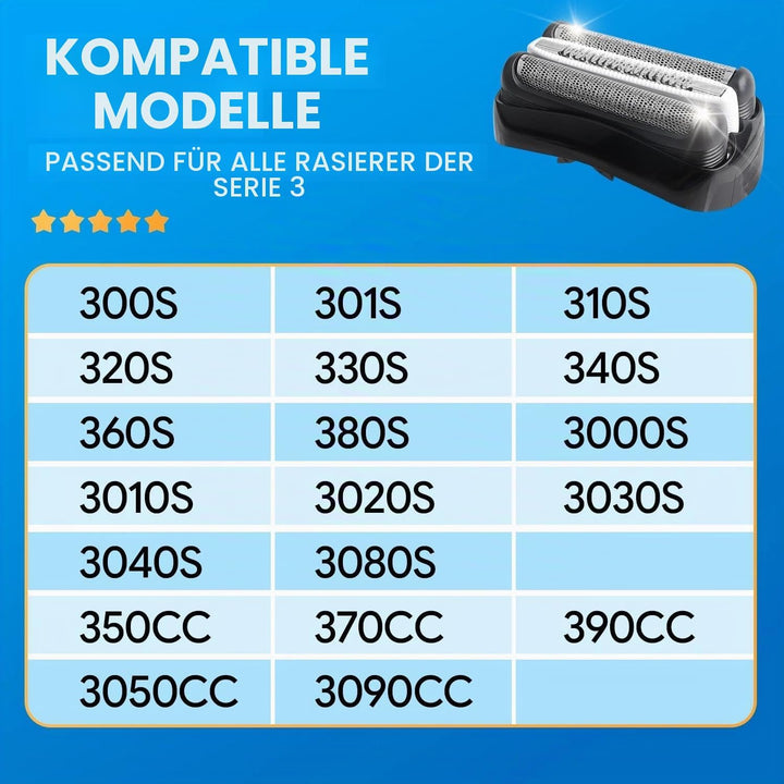 2 Stück 32B Scherkopf Ersatz Kompatibel mit Braun Series 3 - Rasierer 3000s 3010s 3040s 3050cc 300s