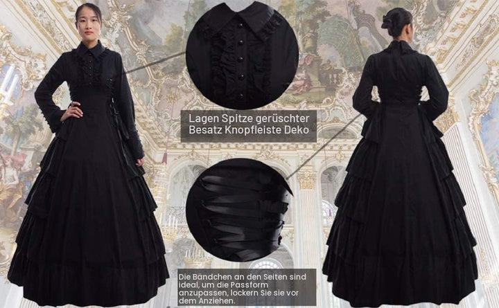 GRACEART Damen Gothic Viktorianisches Kleid Renaissance Maxi Kostüm, M