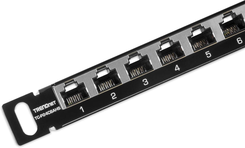 TRENDnet 24-Port CAT6A geschirmt Half-U Patchpanel 1000Base-T/ 10Gbase-T Unterstützung, kompatibel m