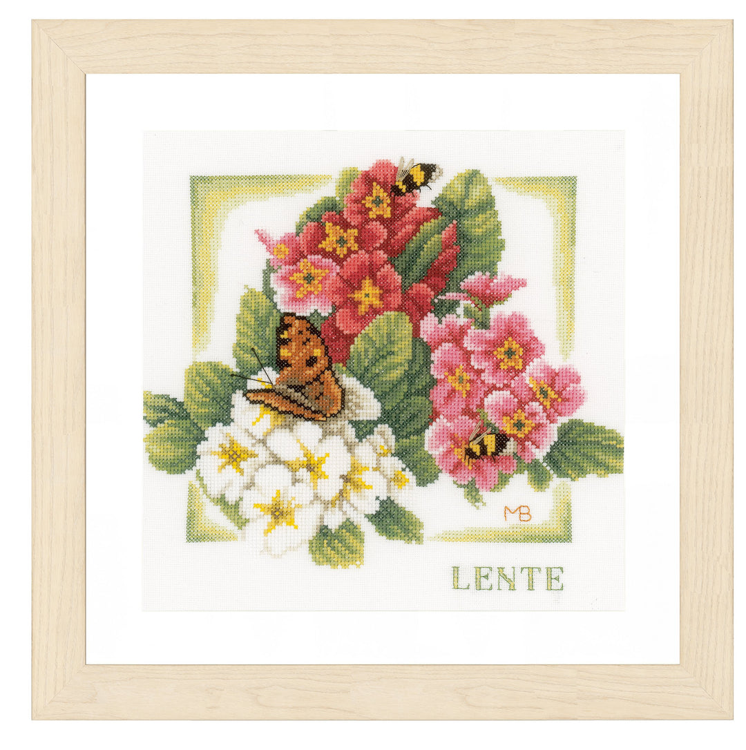 Lanarte Zählmusterpackung Frühling Zählstoff Kreuzstichpackung, Baumwolle, Mehrfarbig, 25 x 25 x 0.3
