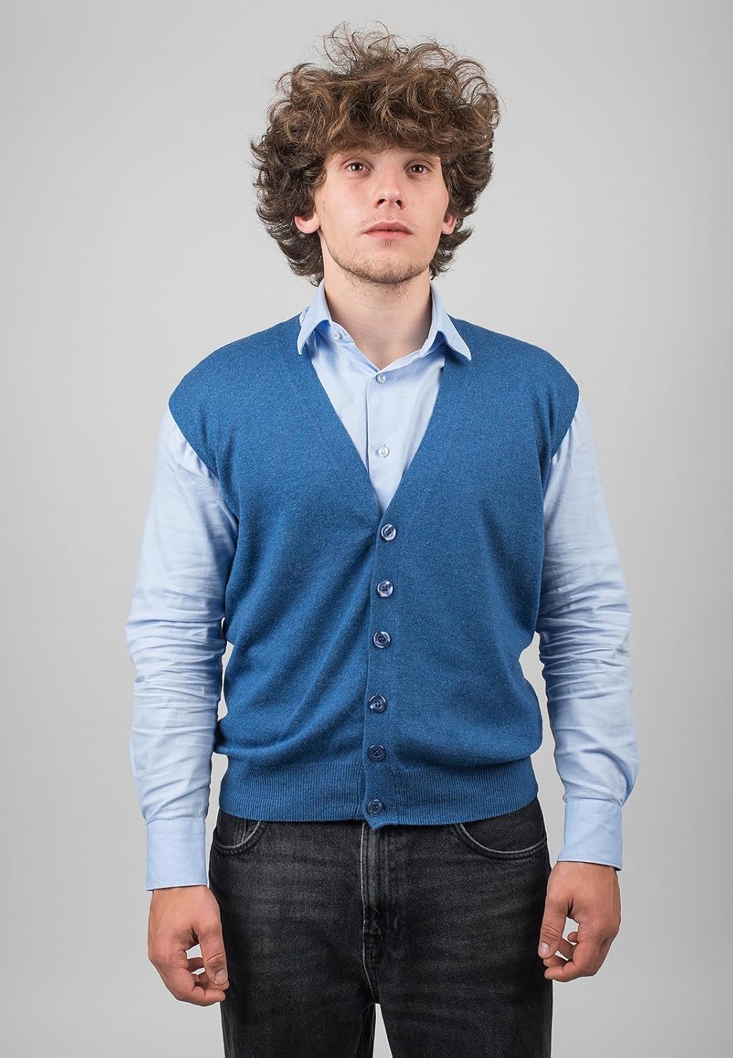 Dalle Piane Cashmere - Weste mit Knöpfen aus Kaschmirmischung, Made in Italy - Herren S Blu Royal, S