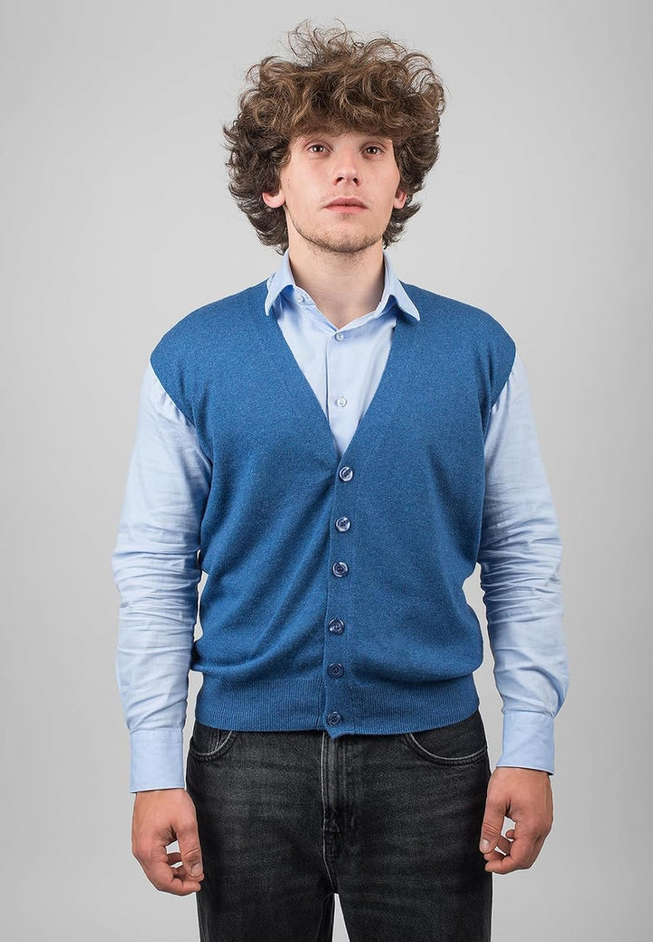 Dalle Piane Cashmere - Weste mit Knöpfen aus Kaschmirmischung, Made in Italy - Herren S Blu Royal, S