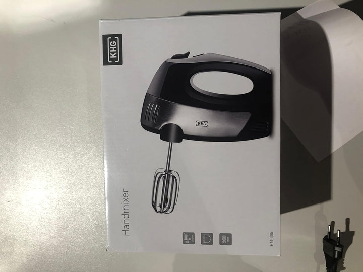KHG Elektrischer Handmixer HM-305 SE Edelstahl 300 Watt | Handrührer mit 5 Geschwindigkeiten und Tur