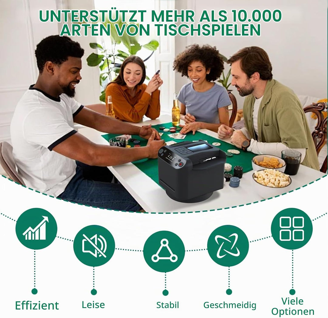 Automatischer Kartenmischer Kartengeber,Ultra leise 360° drehbarer Kartengeber mit 4 kabellosen Kart