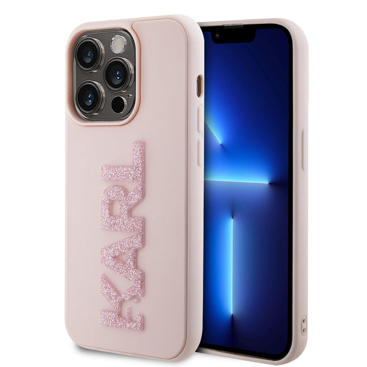 KARL LAGERFELD KLHCP15L3DMBKCP Hülle für iPhone 15 Pro 6.1" Rosa hardcase 3D Rubber Glitter Logo
