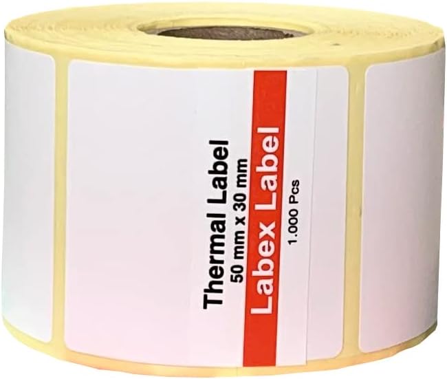 Thermo Etiketten 50x30 mm | Barcode etikett, adressetiketten - Thermo etiketten auf rolle; 1.000 stü