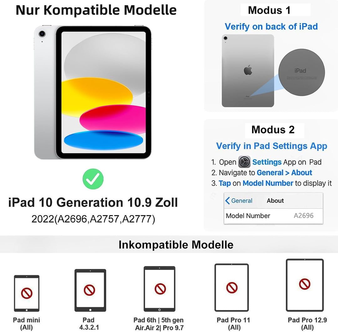 AVNICUD Tastatur für iPad 10 Generation 2022 10.9"/A16 11 Generation 2025 mit Touchpad, Hülle mit Ta