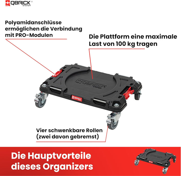 Qbrick System Transportroller Rollbrett Transportbrett 100 kg Tragkraft PRO Transport Platform Schwa