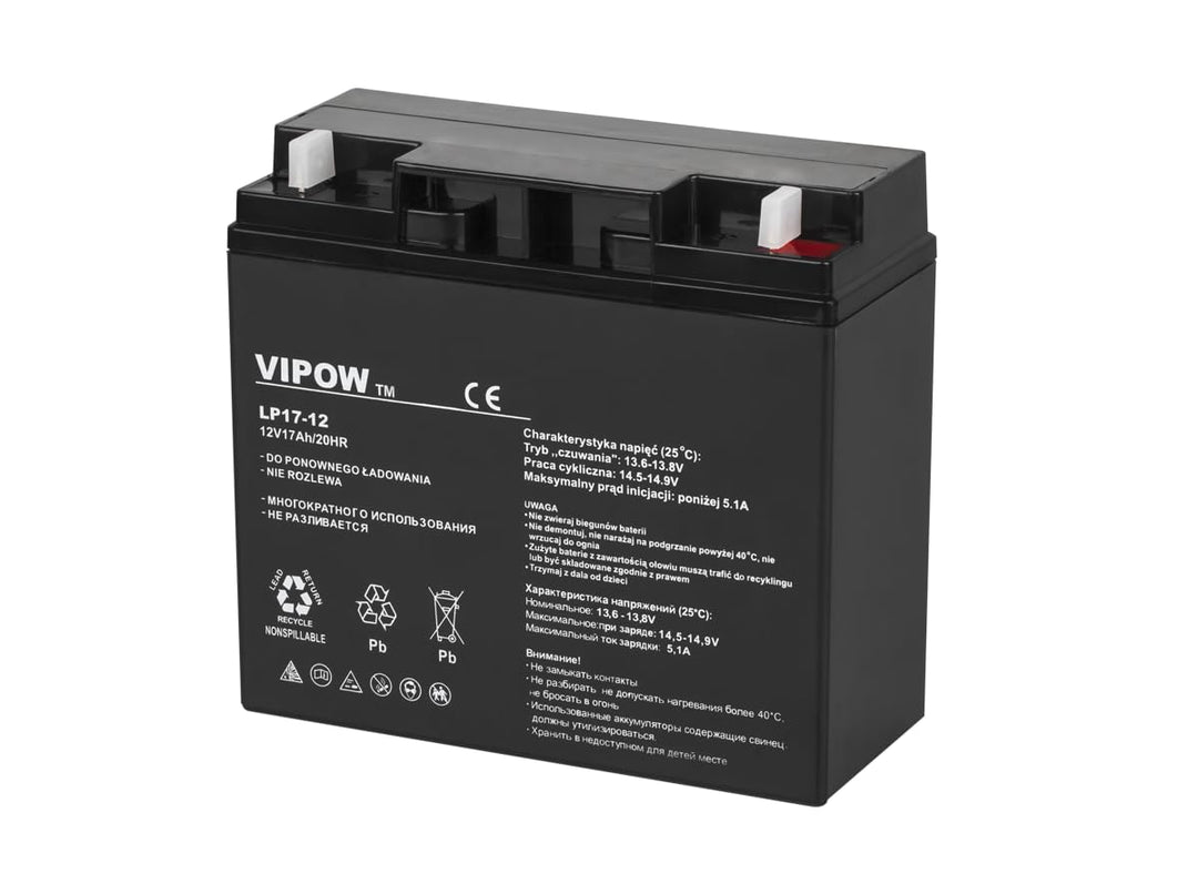 Vipow LP20-17 Blei Akku 12V 17Ah, Batterie 181 x 77 x 167 mm, wartungsfrei luftdicht Bleiakku Gelakk