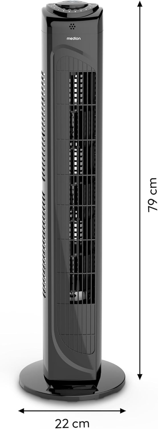 MEDION E11 TF Turmventilator mit Fernbedienung (3 Geschwindigkeitsstufen, leiser Schlafmodus, 45 Wat