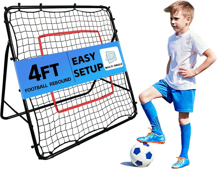 Rebounder Fussball Rückprallnetz Training Torwand - 120 x 120 cm Verstellbar Wetterfest - Fussball R