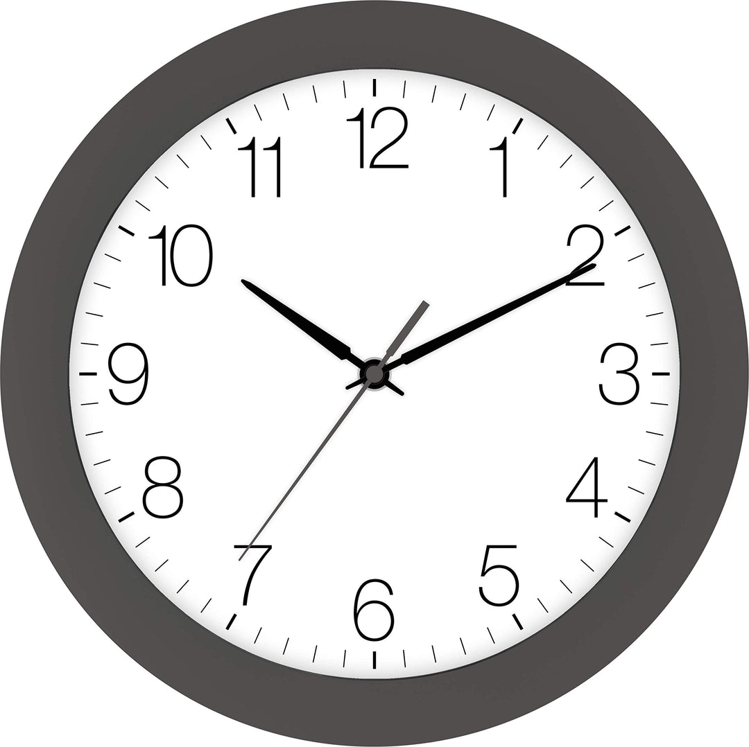 Eurotime Funkwanduhr, 30 cm, Granit Grau, Kunststoffgehäuse, gewölbtes Echtglas, automatische Zeitei