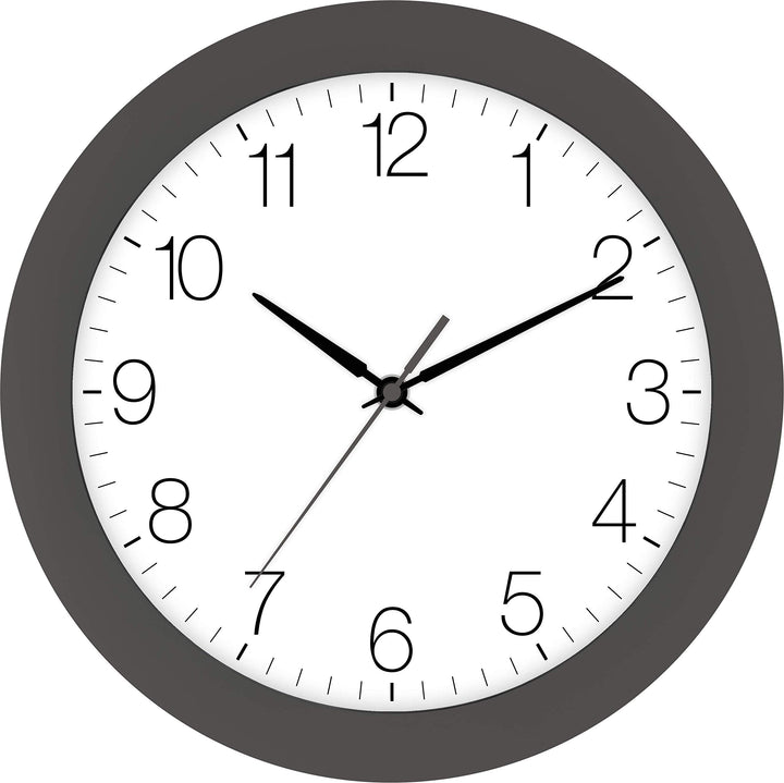 Eurotime Funkwanduhr, 30 cm, Granit Grau, Kunststoffgehäuse, gewölbtes Echtglas, automatische Zeitei