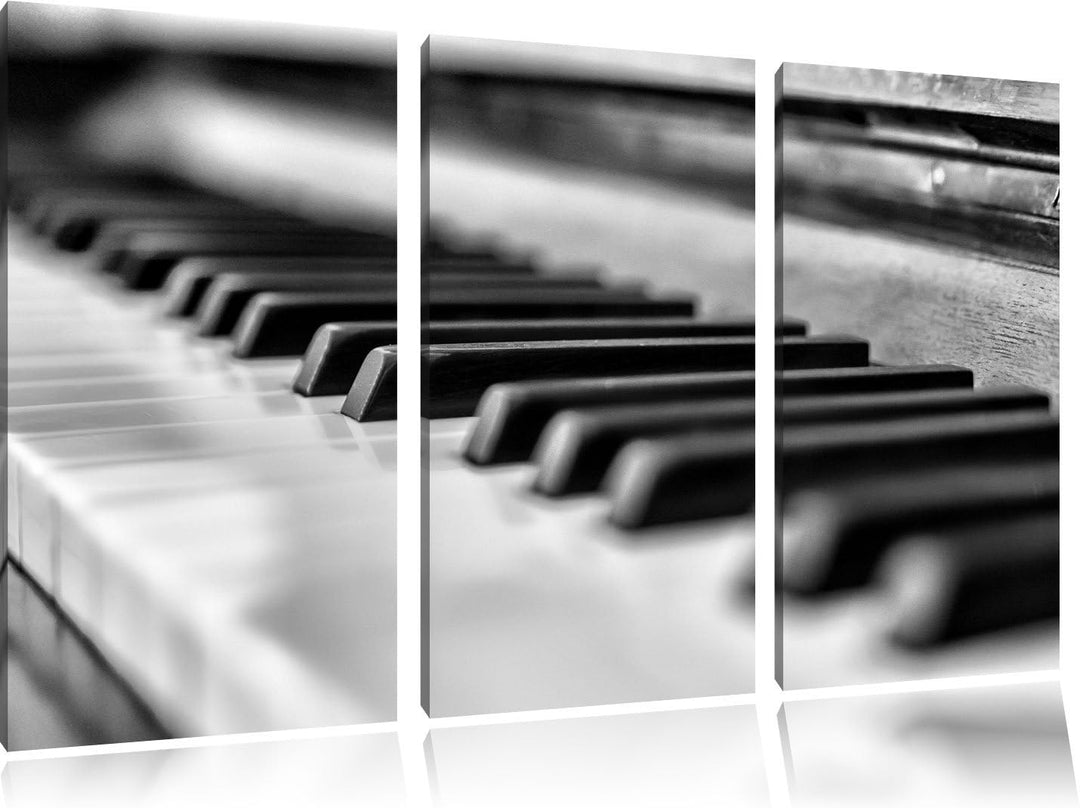 Pixxprint Monocrome, Elegantes Klavier 3-Teiler Leinwandbild 120x80 Bild auf Leinwand