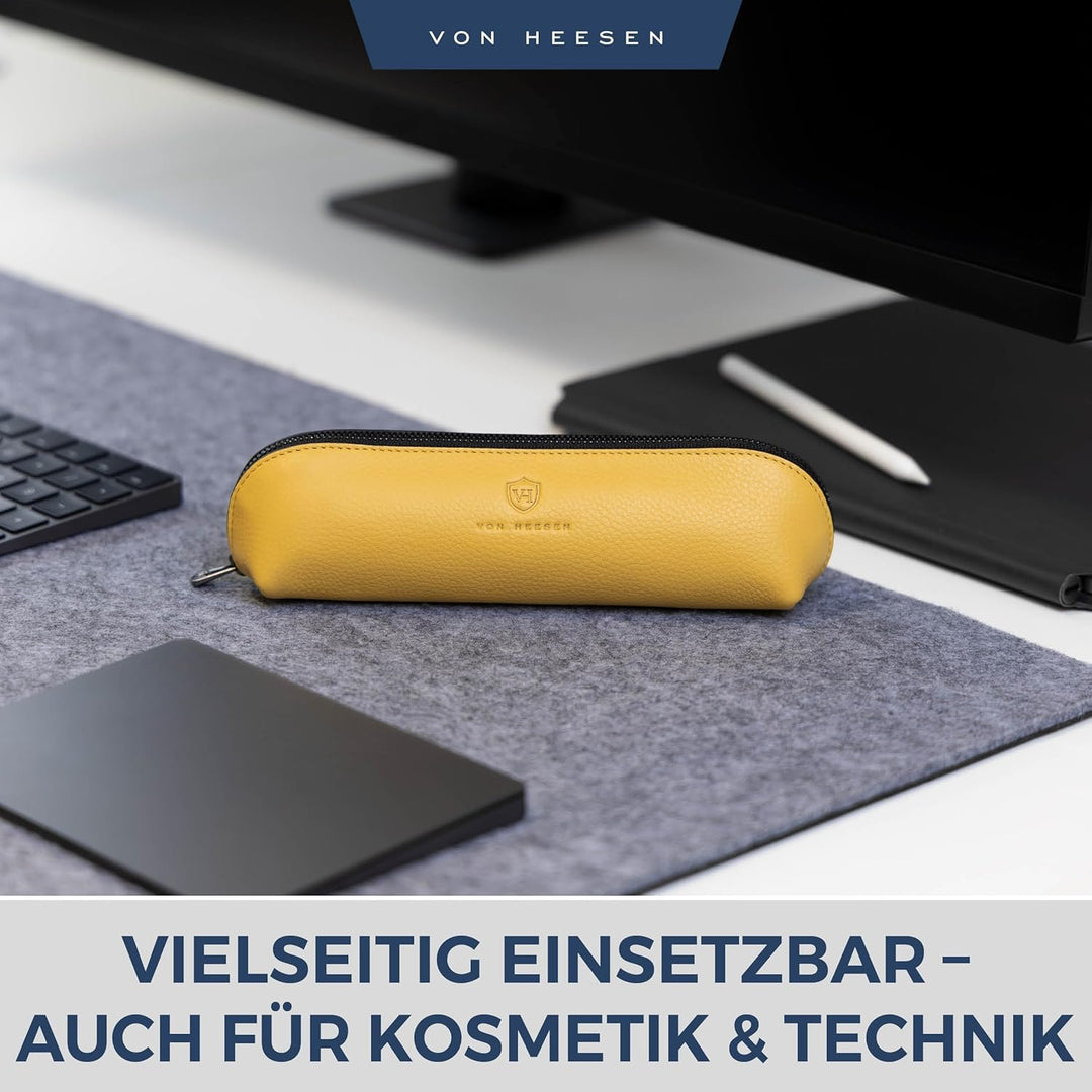 VON HEESEN® Echtleder Federmäppchen Leder Federmappe Etui für Stifte Mäppchen Schule Federtasche Uni