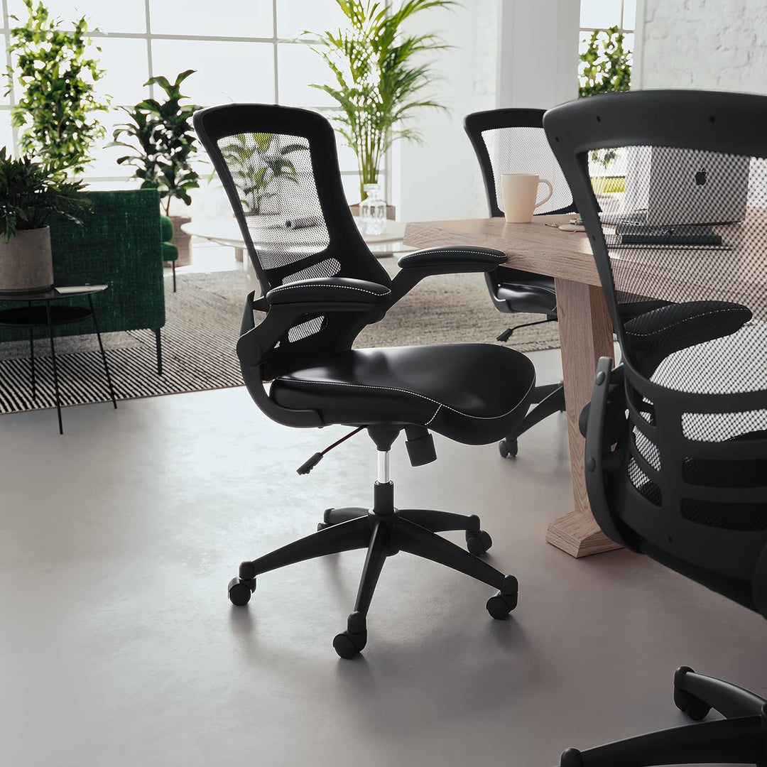 Flash Furniture Bürostuhl mit mittelhoher Rückenlehne – Ergonomischer Schreibtischstuhl mit hochklap