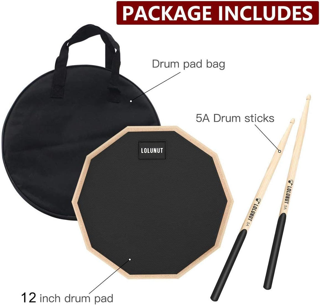 Dumb Drum Practice Pad, 2-seitig leises Übungspad, weicher Gummi, Holzsockel, mit Massivholz-Drumsti
