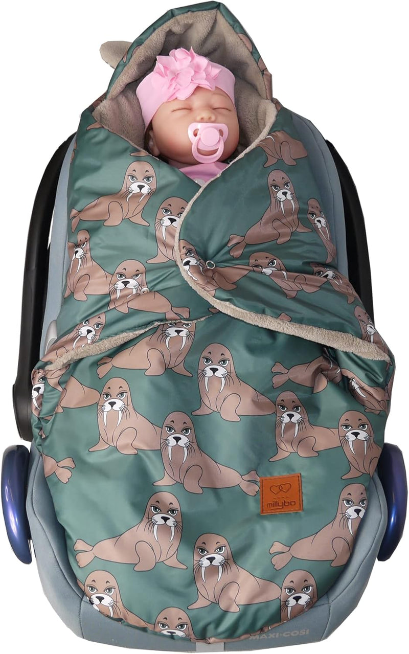 millybo Fusssack Baby Einschlagdecke für Winter geeignet für Kinderwagen Babyschale Babybett Autosit