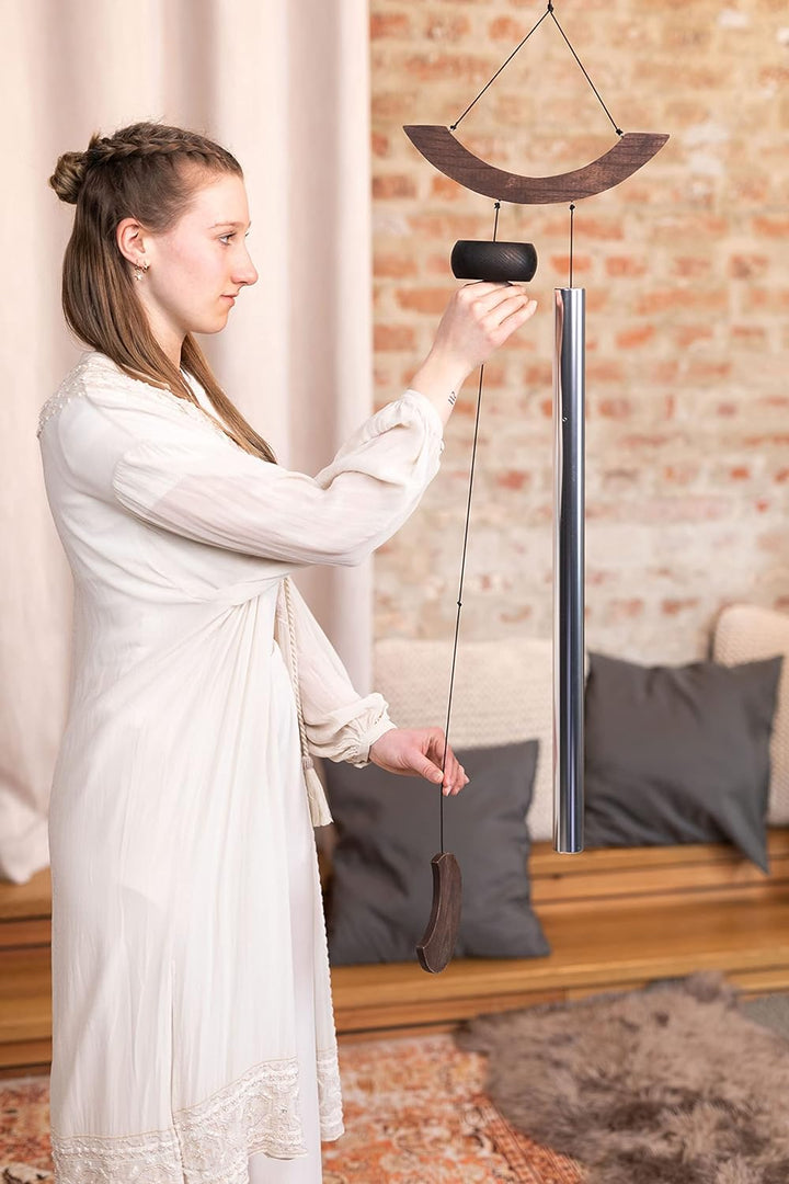 Sonic Energy Moon Meditation Chime – Windspiel mit 1 Klangstab (432 Hz) – für Garten u. Entspannung