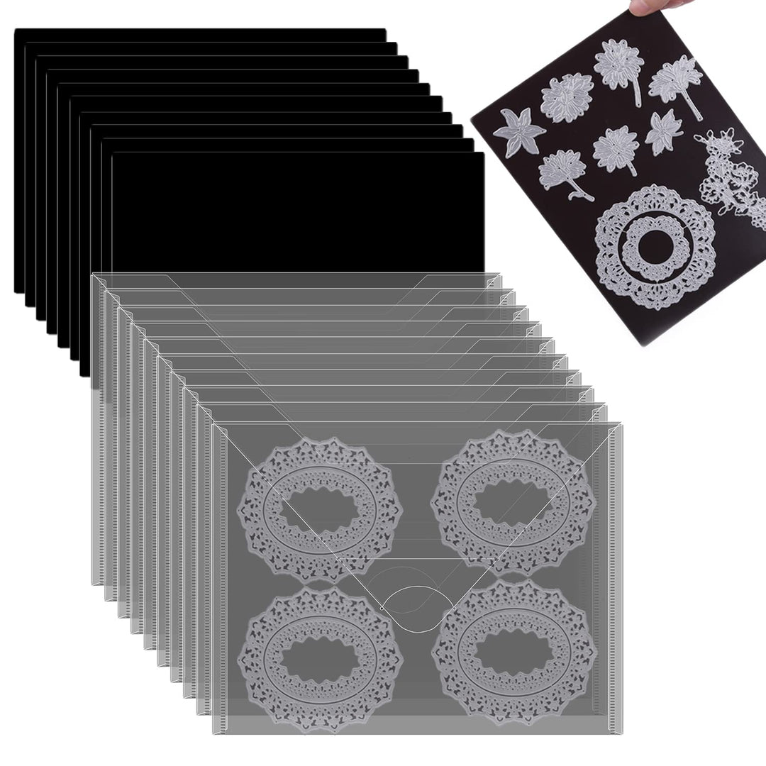 10 Stück A4 Gummi-Magnetfolien 22,9 x 29,2 cm, 10 Stück, transparente Stempel-Aufbewahrungstaschen,