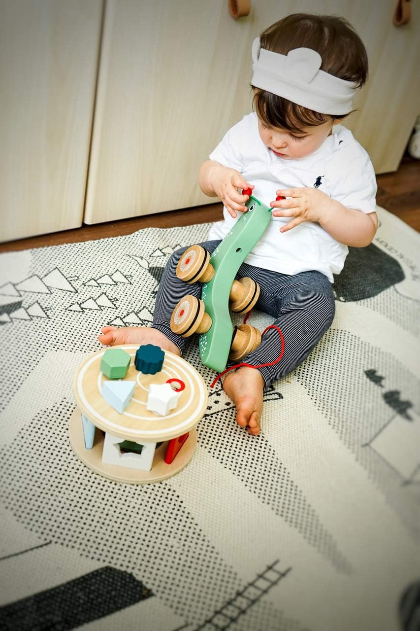 Small Foot Nachzieh-Stecktier Schnecke aus Holz, Motorikspielzeug zum Laufenlernen, für Kinder ab 12