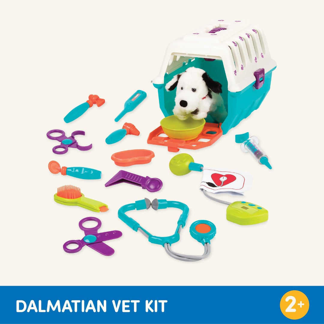Battat BT2538Z – Tierarztkoffer mit Dalmatiner –Tierarzt Hundekäfig Spielzeug mit Transportkäfig und