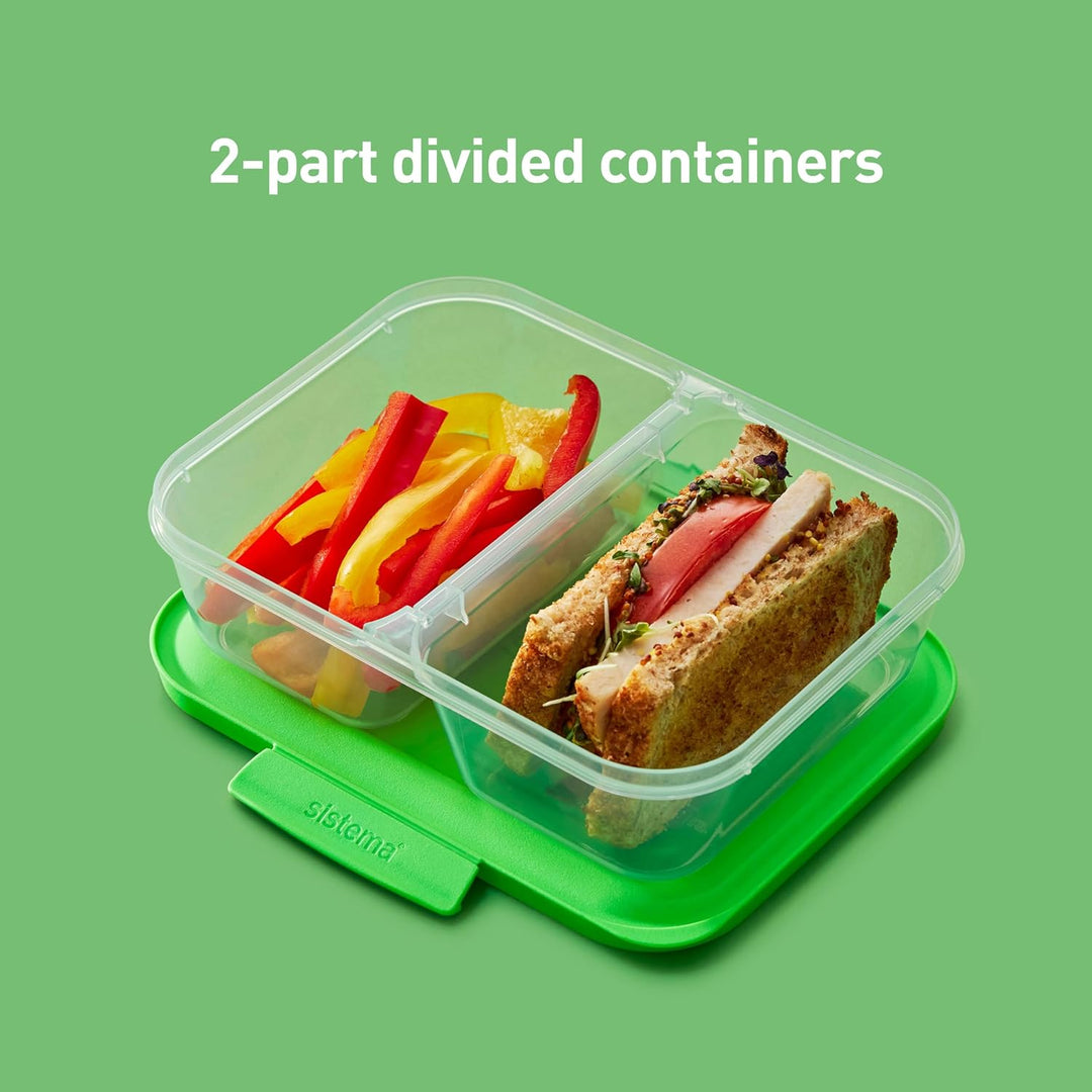 Sistema Nest IT Frischhaltedosen Meal Prep Boxen | 870 ml luftdichte Vorratsdosen mit Zwei Fächern u