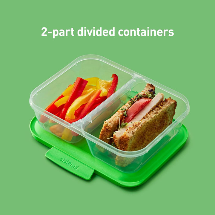 Sistema Nest IT Frischhaltedosen Meal Prep Boxen | 870 ml luftdichte Vorratsdosen mit Zwei Fächern u