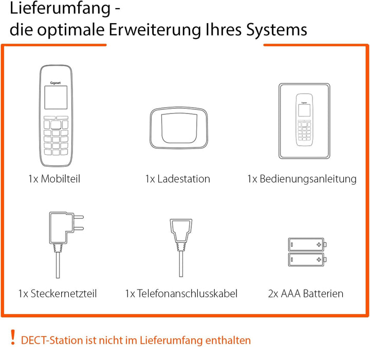 Gigaset E290HX - DECT-Mobilteil mit Ladeschale - Fritzbox-kompatibel - Schnurloses Senioren-Telefon
