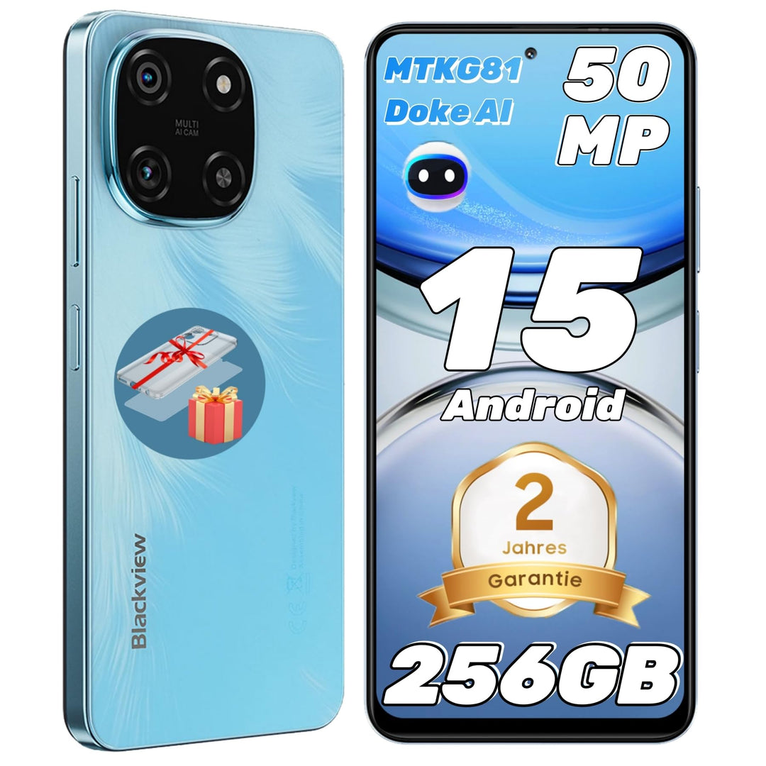 Blackview Color 6 KI Android 15 Handy 24GB+256GB /2TBTF, 50MP Super PD, 2.0GHz MTK G81 Octa Core, 6.
