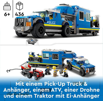 LEGO 60315 City Mobile Polizei-Einsatzzentrale Spielzeug mit Polizeiauto für Jungen und Mädchen, mit