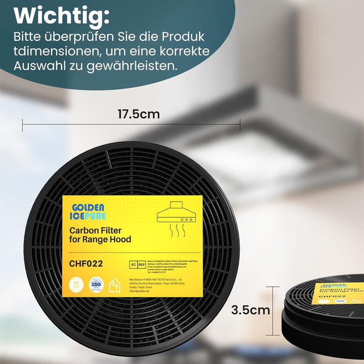 GOLDEN ICEPURE Aktivkohlefilter Dunstabzugshaube Kompatibel mit Dunstabzugshaube PKM Respekta MIZ002