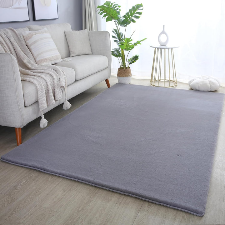 Weicher Hochflor Teppich Wohnzimmer Waschbarer Teppich im modernen Stil Unicolor & Einfarbig Läufer