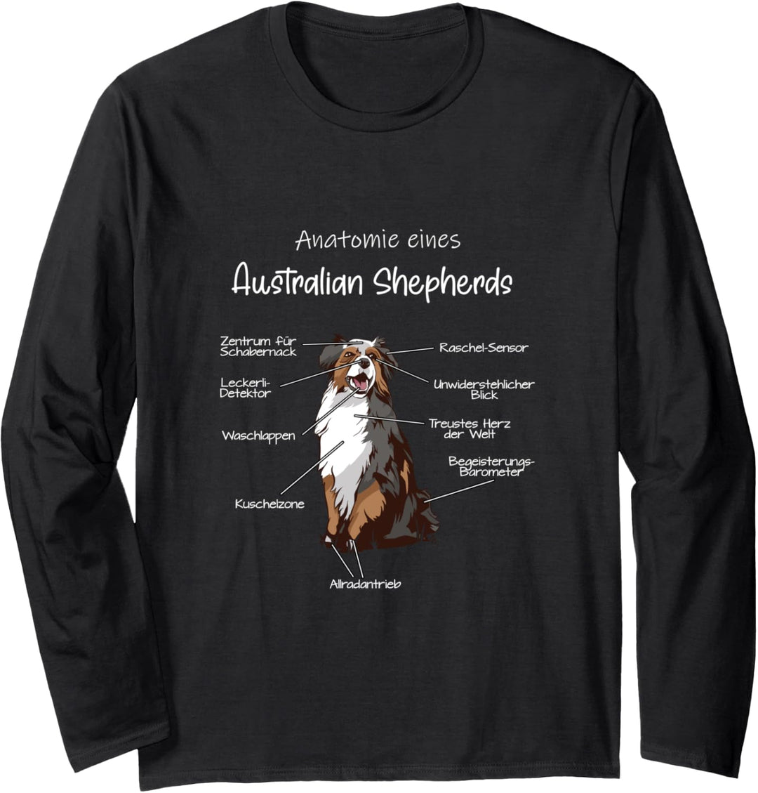 Anatomie eines Australian Shepherds | Aussie Hund Hunde Dog Langarmshirt