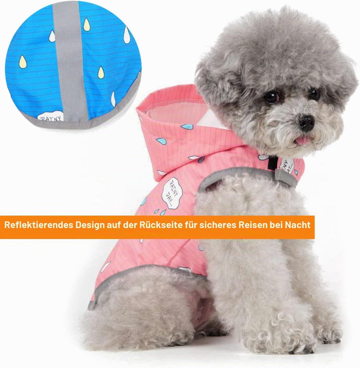 BPS Wasserdichte Regenjacke für Haustiere, Hunde, mit Kapuze, Tasche für kleine, mittelgrosse und gr