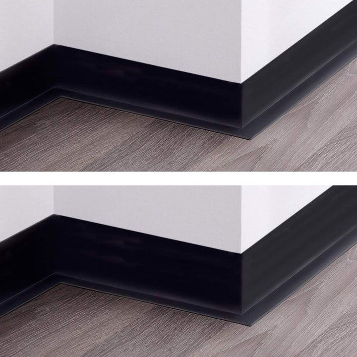 HOLZBRINK Weichsockelleiste Schwarz Knickleiste ohne Klebestreifen, Material: PVC, 70x20mm, 25 Meter