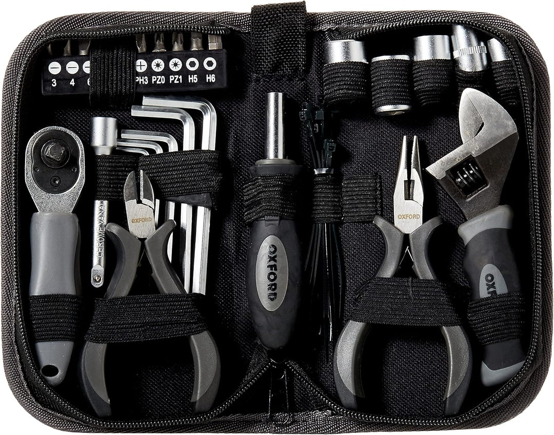 Oxford OX770 Bike Tool Kit Pro - Repair Your Motorbike, Motorcycle or Scooter On The Move, Black Wer