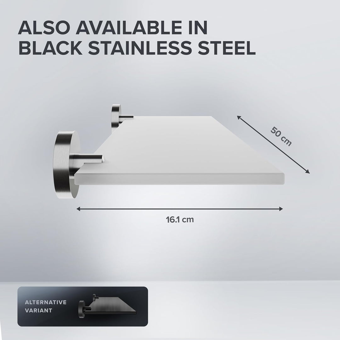 ovimar Badablage Nordborg | Edelstahl | Silber | Glasablage zum Bohren | hängend im Bad oder in der