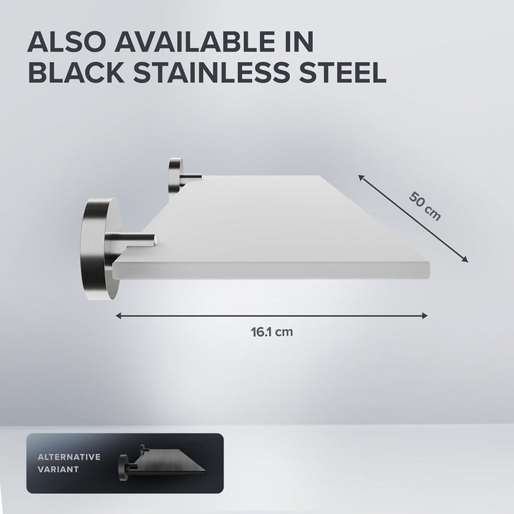 ovimar Badablage Nordborg | Edelstahl | Silber | Glasablage zum Bohren | hängend im Bad oder in der